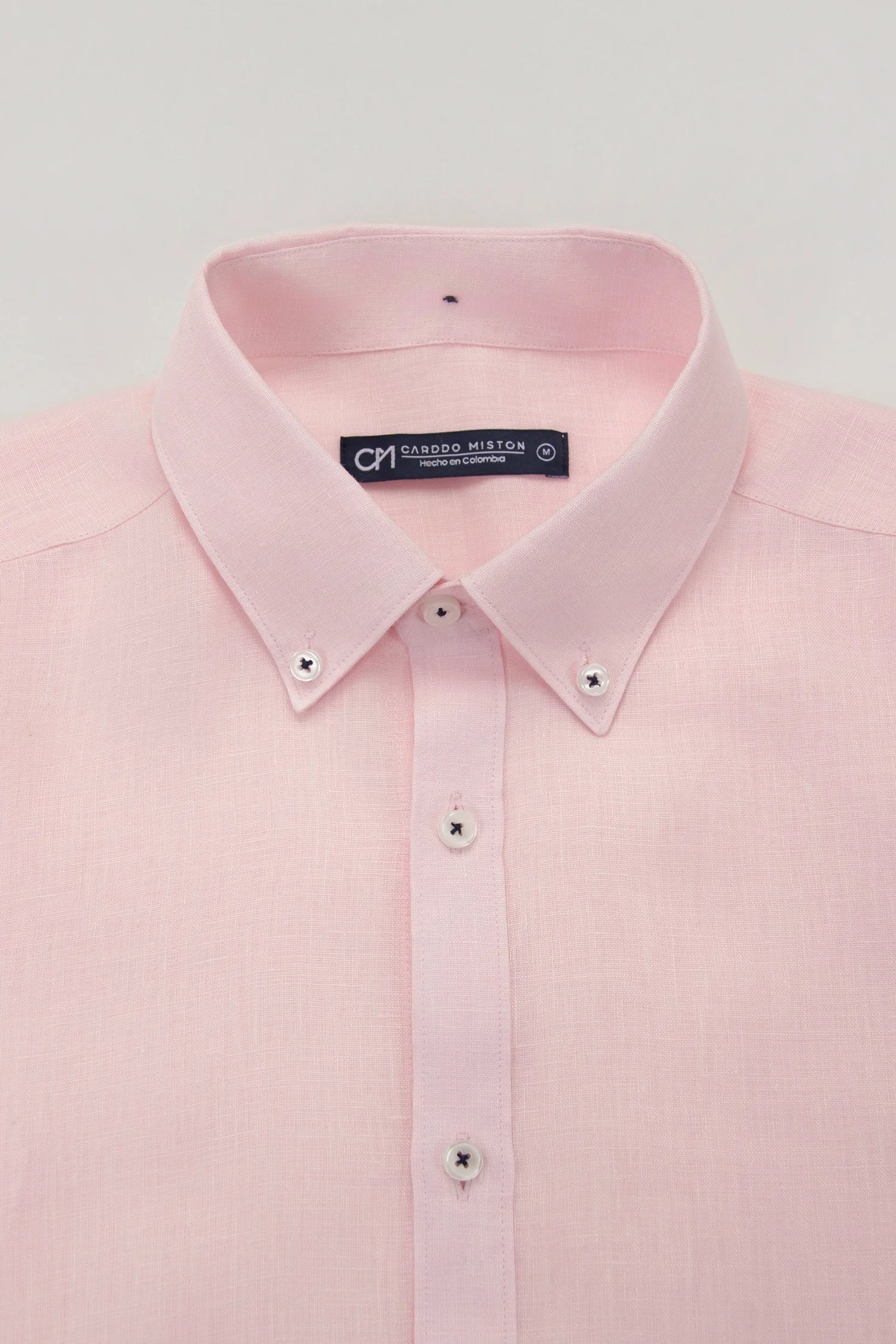 Camisa Button Down Lino Rosa Bebé